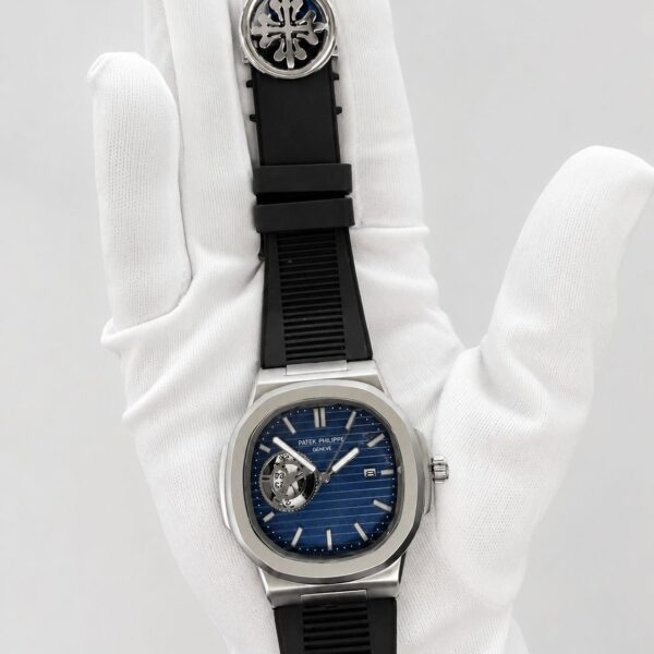 Мъжки Patek Philippe Nautilus Blue Dial Black Rubber #196