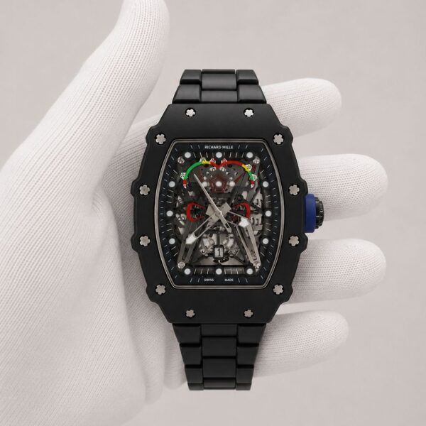 Мъжки Richard Mille Skeleton Black Ceramic / Blue Crown #191