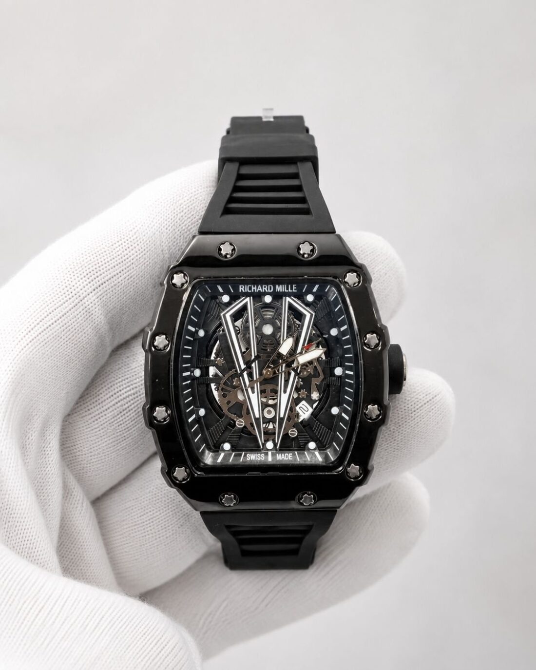Мъжки Richard Mille Skeleton Black Ceramic / White Bridges #292