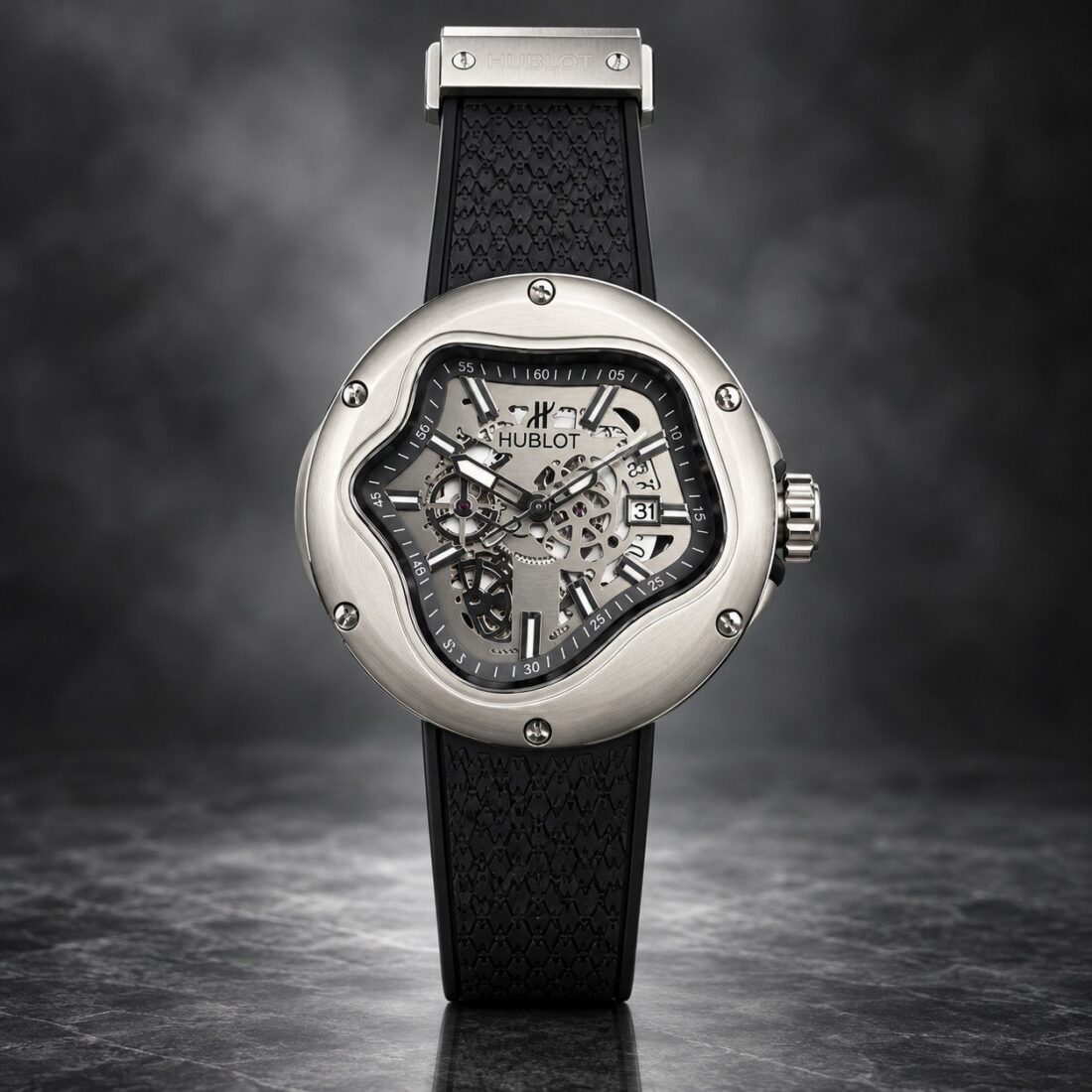 Мъжки Hublot Arsham Splash Skeleton Steel / Black Strap