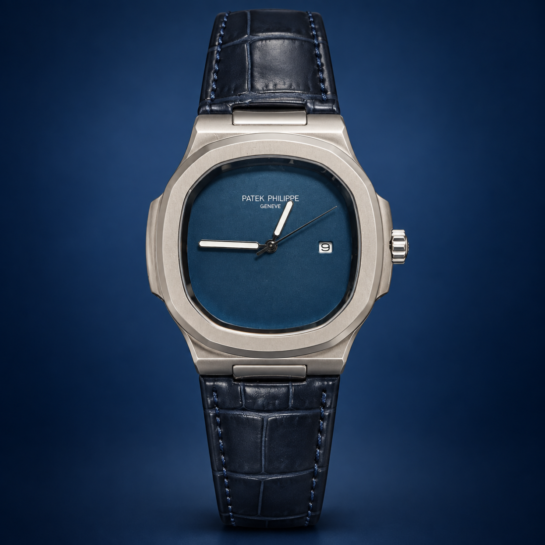 Мъжки Patek Philippe Nautilus Navy Blue Dial Leather #343