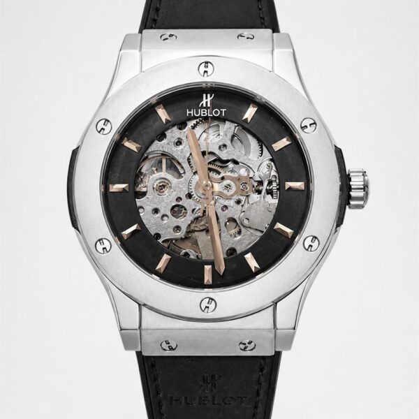 Мъжки Hublot Classic Fusion Skeleton Steel / Black Strap #282